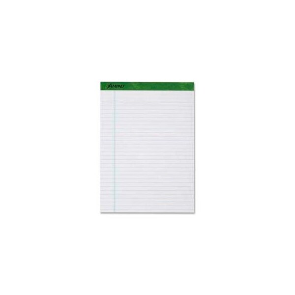 Esselte Recycled Legal Pad, 8-1/2" x 11-3/4", Wide Ruled, White, 50 Sheet/Pad, 12 Pads/Pack 20170 - main